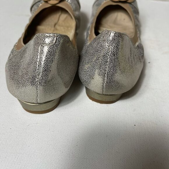 Michelle D Leather glitzy gold metallic flats SZ10 - Picture 4 of 8